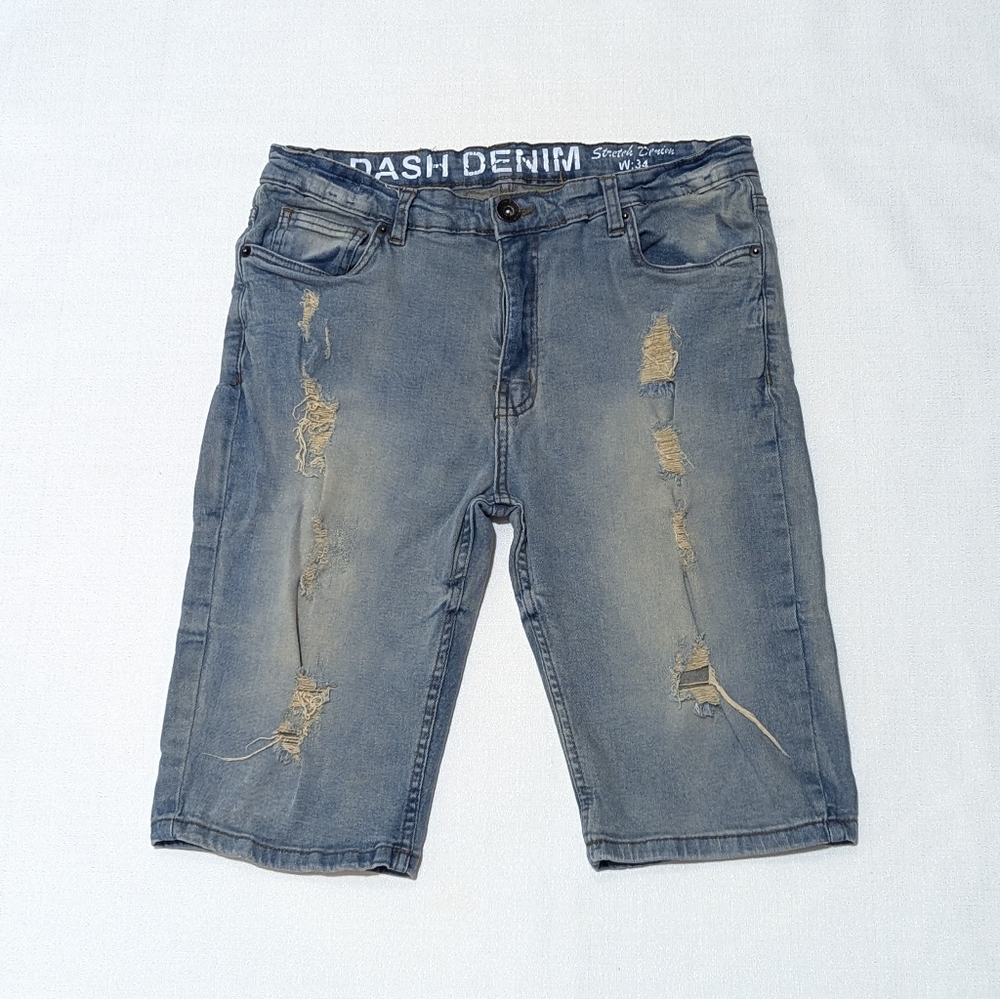 Men's Dash Denim Distressed Blue Stetch Denim Shorts